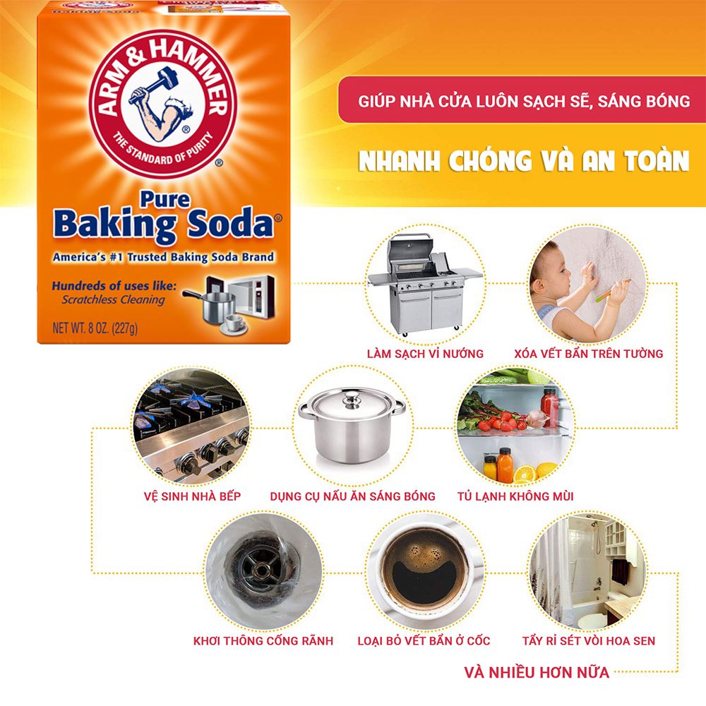  BỘT TẨY RỬA ĐA NĂNG BAKING SODA ARM&HAMMER 227G 