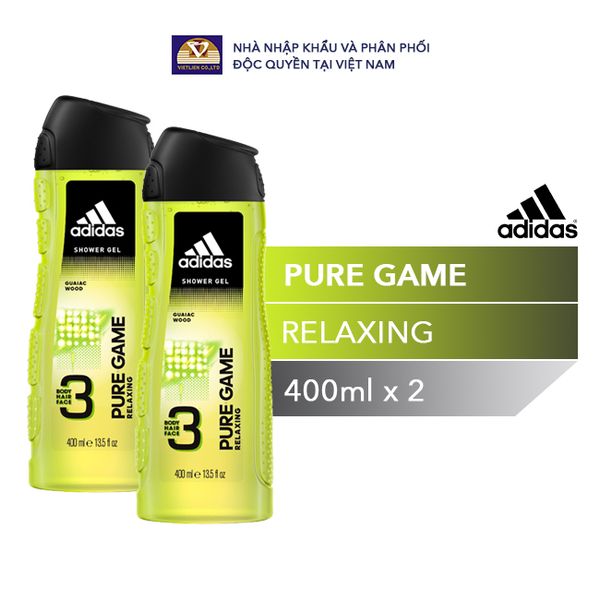  COMBO 2 Sữa Tắm Gội Toàn Thân Nam Adidas Pure Game 400ml 