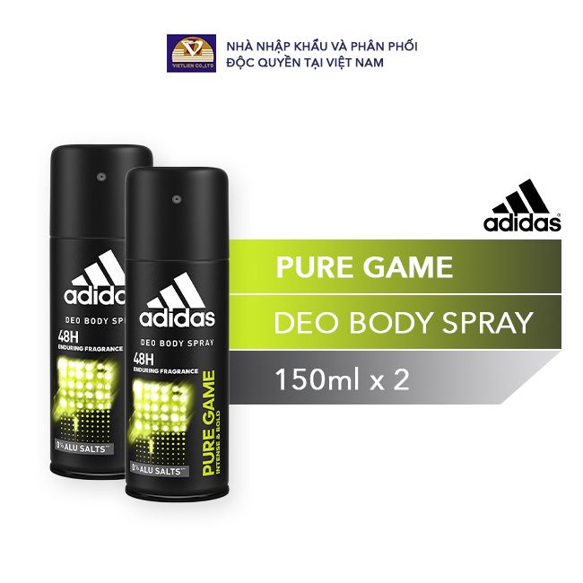  COMBO 2 Xịt Khử Mùi Toàn Thân Nam Adidas Pure Game 150ml 