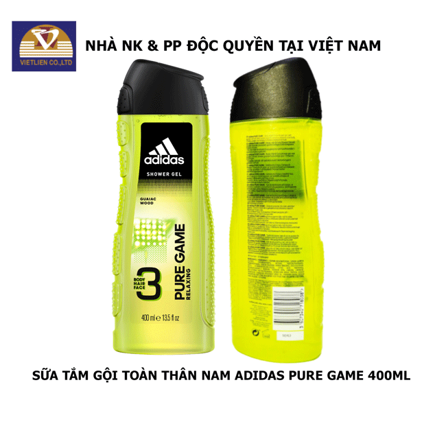  COMBO Xịt Khử mùi Nam + Sữa Tắm Gội Toàn Thân Nam Adidas Pure Game 400ml 