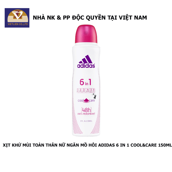  Xịt Khử Mùi Toàn Thân Nữ Ngăn Mồ Hôi Adidas 6 in 1 Cool & Care 150ml 