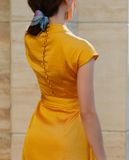  Đầm Cổ Sam Tuscany DRE145 Vàng Hoàng Yến 