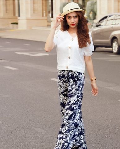 Áo croptop linen áo ngắn ngang lưng quần vải lanh trắng áo kiểu mùa hè | Thời trang thiết kế Hity