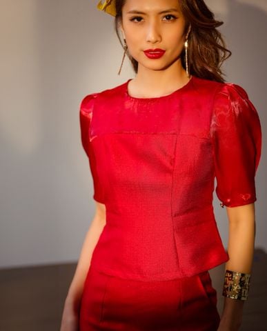 Áo peplum đỏ áo thắt eo áo kiểu đẹp sang trọng áo hàng hiệu nữ | Thời trang thiết kế Hity