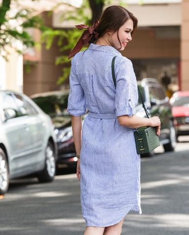 Đầm linen đầm sơ mi đầm sọc đầm suông chữ A cao cấp những mẫu đầm công sở đẹp nhất | Thời trang thiết kế Hity