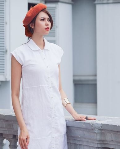 Đầm suông đầm linen đầm trắng đầm vintage đầm kiểu cao cấp đầm công sở sang trọng | Thời trang thiết kế Hity