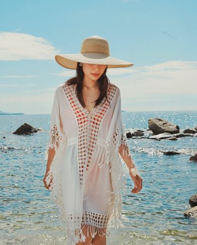 Áo khoác đi biển áo choàng bikini beach cover up phong cách boho | Thời trang thiết kế Hity