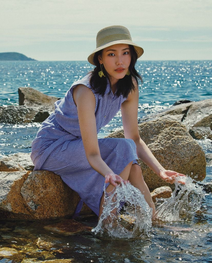 Đầm maxi linen sọc thời trang thiết kế Hity