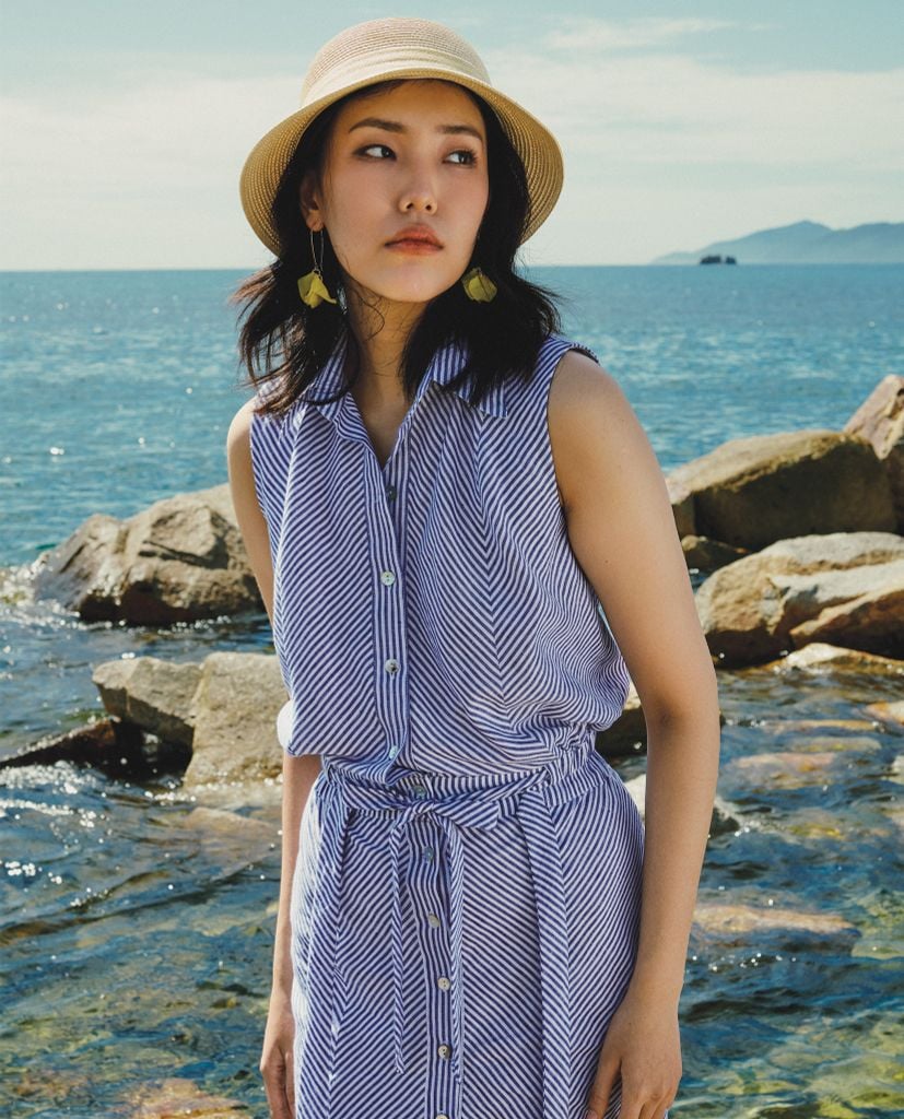 Đầm maxi linen sọc thời trang thiết kế Hity