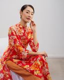  Áo Dài Raglan Linen Mẫu Đơn ADA001 