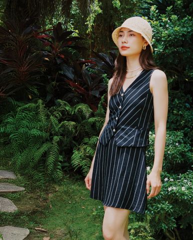 Áo vest nữ ghi lê ghilet linen cotton sọc | Thời trang bền vững Hity
