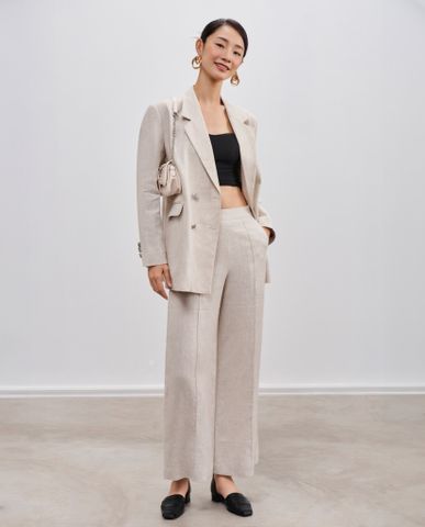 Áo khoác blazer rộng oversized linen muối tiêu thời trang Hity