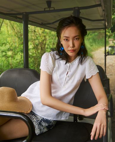 Áo suông tay cánh tiên linen vải lanh trắng | Thời trang bền vững Hity