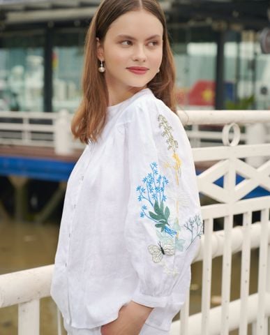 Áo linen thêu tay thủ công thời trang Hity 1