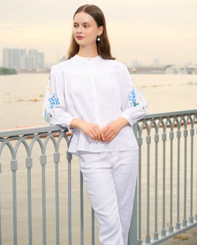 Áo linen thêu tay thủ công thời trang Hity 1