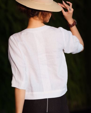 Áo linen vải lanh trắng Thời trang thiết kế Hity