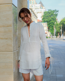  Áo Sơ Mi Cổ Trụ Linen Lan TOP154 