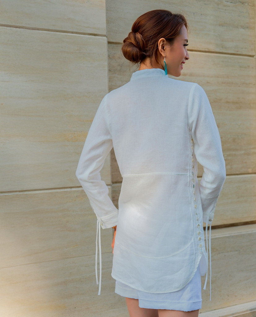  Áo Sơ Mi Cổ Trụ Linen Lan TOP154 