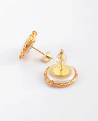 Bông tai nụ ngọc trai baroque trang sức handmade thủ công | Thời trang bền vững Hity