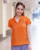  Áo Cổ Lật Linen TOP158 Buttercup Cam Đất Terracotta 