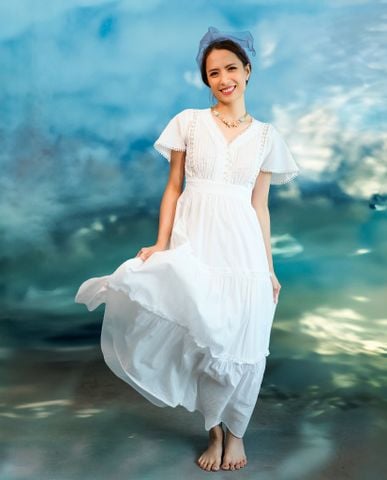 Đầm maxi cotton trắng thời trang Hity