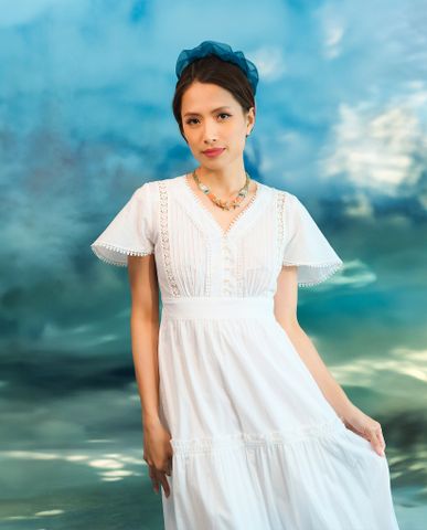 Đầm maxi cotton trắng thời trang Hity