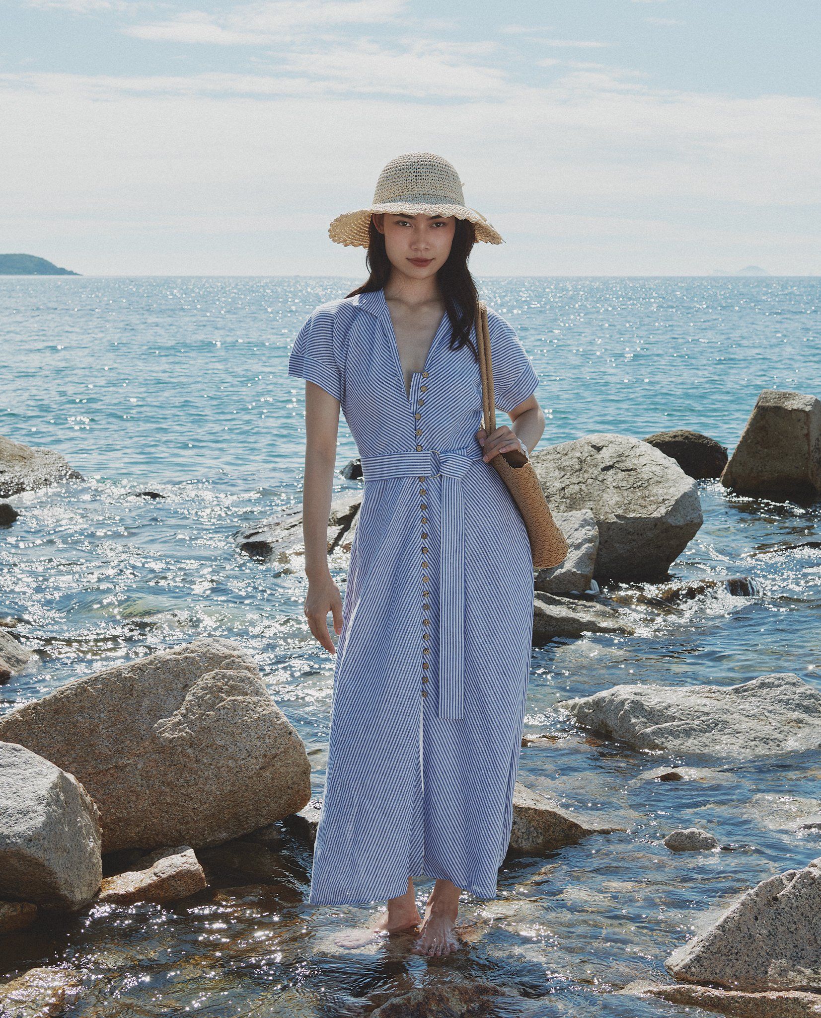  Đầm Maxi Linen Tuyền DRE173 