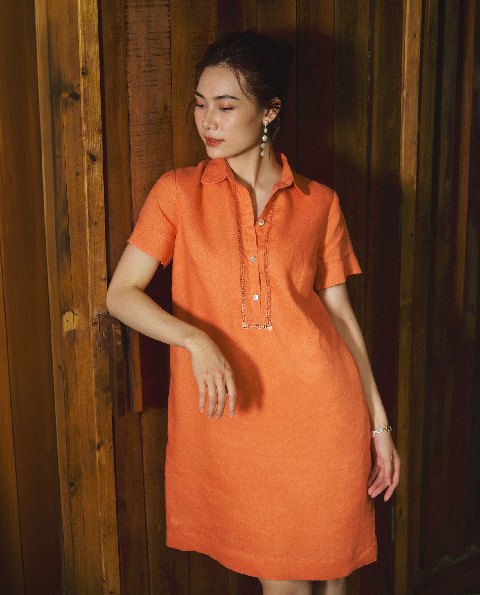  Đầm Sơ Mi Linen Kéo Sợi Mơ Nghiền DRE197 