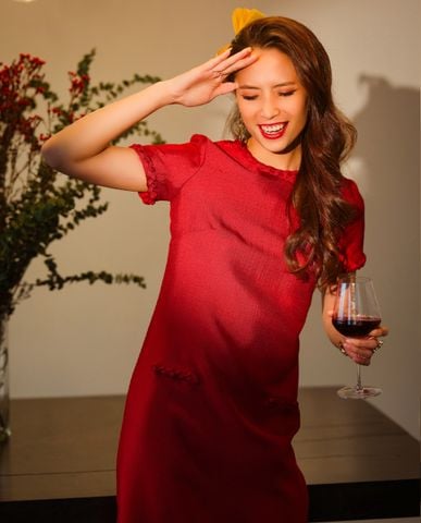 Đầm suông chữ A tweed đỏ đầm thiết kế cao cấp | Thời trang thiết kế Hity