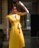  Đầm Cổ Sam Tuscany DRE145 Vàng Hoàng Yến 
