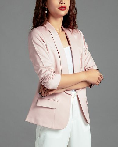 Áo vest nữ trẻ trung áo khoác cao cấp nữ áo blazer hồng | Thời trang thiết kế Hity