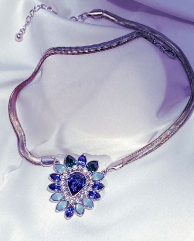 Dây chuyền snakechain vòng cổ xích mịn pha lê xanh trang sức đẹp phụ kiện thời trang cao cấp | Thời trang thiết kế Hity