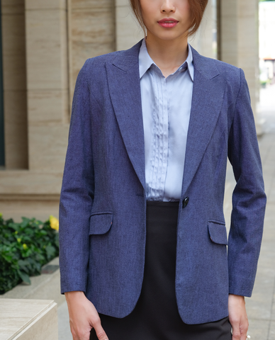 Áo khoác blazer vest nữ linen vải lanh xanh navy | Thời trang bền vững Hity