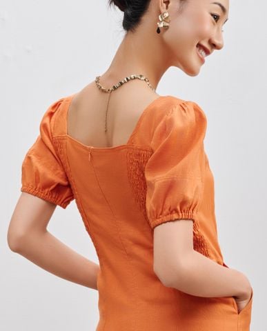 Đầm ôm linen vải lanh cam mơ nghiền đầm kiểu trẻ trung | Thời trang thiết kế Hity