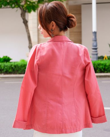 Áo khoác nữ áo blazer linen đẹp đồ vest công sở hồng | Thời trang thiết kế Hity