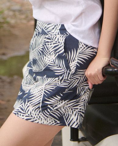 Quần shorts lưng thun linen lá cọ thời trang đi biển du lịch resorts | Thời trang bền vững Hity