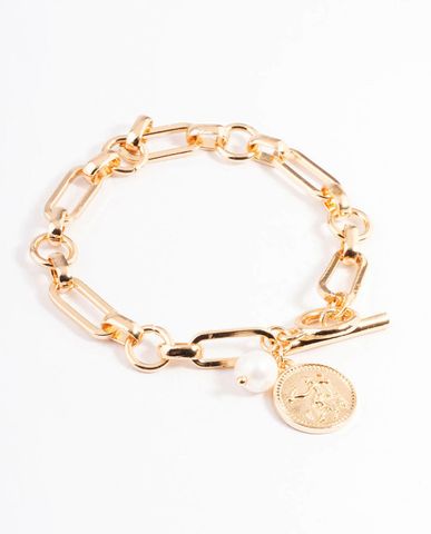 Vòng tay xích charm ngọc trai lắc tay xích vàng trang sức unisex phụ kiện thời trang cao cấp | Thời trang thiết kế Hity