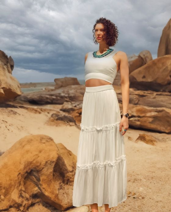 SÒ VINTAGE  PINKY HOLIC Váy maxi hồng nơ