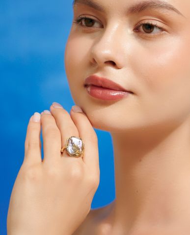 Nhẫn ngọc trai dị baroque nhẫn vàng trang sức cao cấp phụ kiện thời trang chính hãng | Thời trang thiết kế nguyên bản Hity