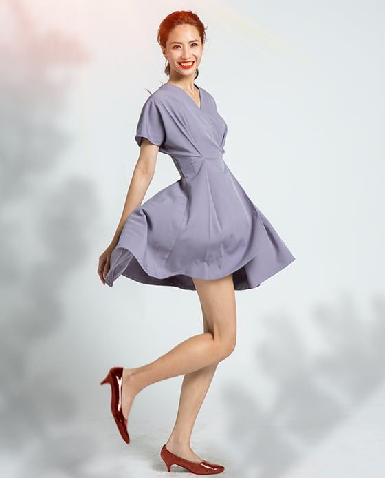 Đầm thắt eo đầm kiểu trẻ trung đầm cotton đầm tay liền | Thời trang thiết kế Hity