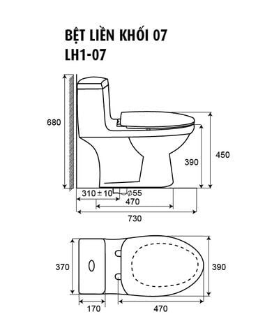 COMBO BỒN CẦU 01 KHỐI LH07 + XỊT VỆ SINH + VAN CHIA NƯỚC