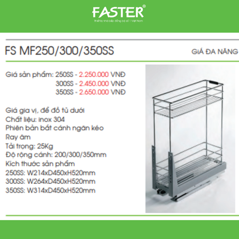 Giá gia vị Faster FS-250SS - Inox 304 cao cấp