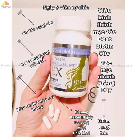 VIÊN UỐNG HỖ TRỢ MỌC TÓC BEST BIOTIN SUPPLEMENT EX 90 VIÊN NHẬT