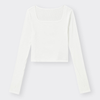 Áo thun cổ U gân co giãn GU Dáng Crop 351881