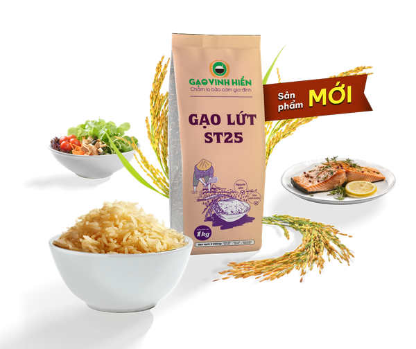  Gạo Lứt Thơm ST25 túi 1KG Vinh Hiển - Đạt chuẩn HACCP 