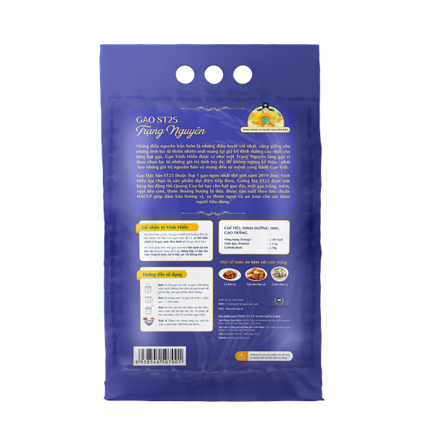  Gạo Đặc Sản ST25 Trạng Nguyên 5kg – Dẻo nhiều, dai cơm, thơm dứa - Chuẩn HACCP, VietGAP 