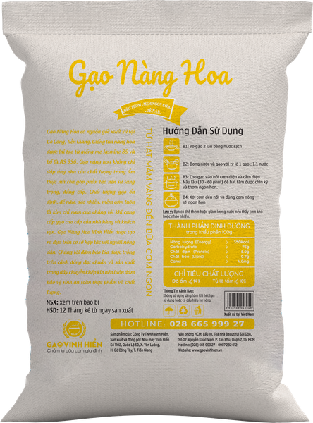  Gạo Nàng Hoa Vinh Hiển túi 25kg 