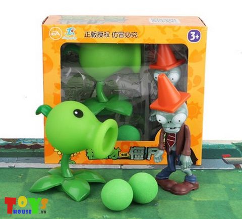 Hộp Đồ Chơi 1 Plant Peashooter 1 Zombie Đội Nón Giao Thông