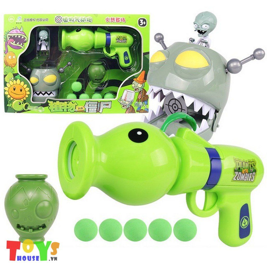 Bộ Súng Đồ Chơi Plant Pea Shooter Bắn Zombie Boss Tiến Sĩ