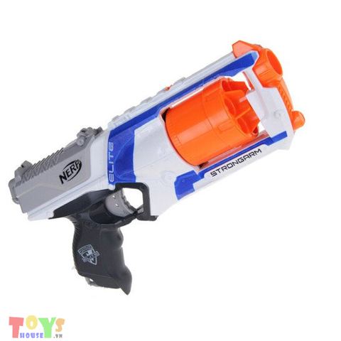  Súng Nerf Ổ Quay N-strike Strongarm Trắng Sọc Xanh 